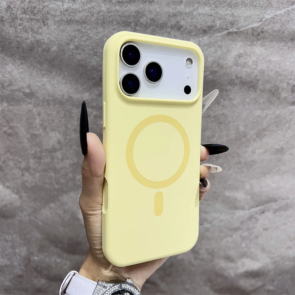 (iphone 12 Pro, Amarillo) Funda Protectora Magnética Magsafe Para Iphone, Fabricada En Silicona.