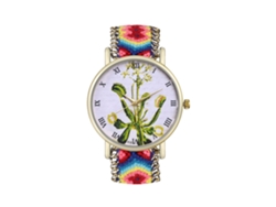Reloj De Pulsera Informal Para Mujer Con Correa De Lana, Estampado Floral Y Movimiento De Cuarzo Moderno.