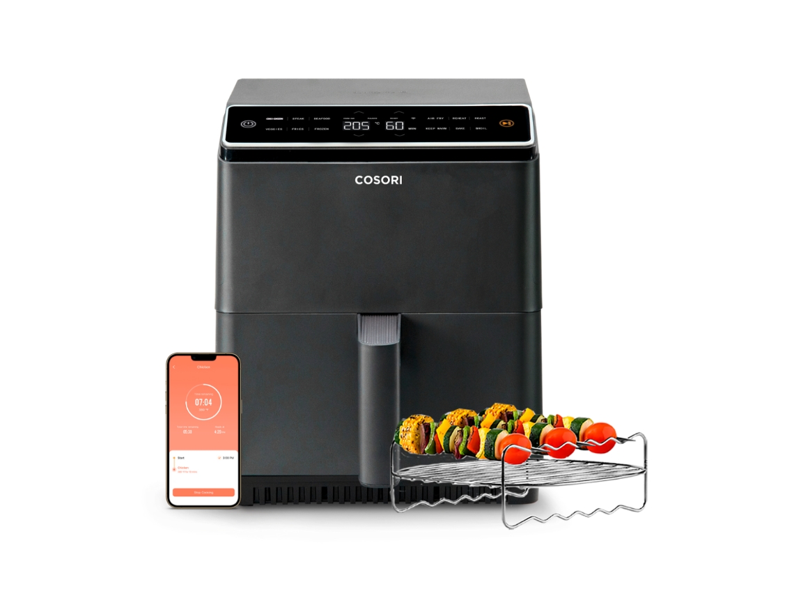 COSORI Freidora de Aire Wifi 6,4 L, Air Fryer con Doble Resistencia, 60+  Recetas de App Creadas por Chef en Español, Freidora sin Aceite con 12  Programas, Roja, Dual Blaze : : Hogar y cocina