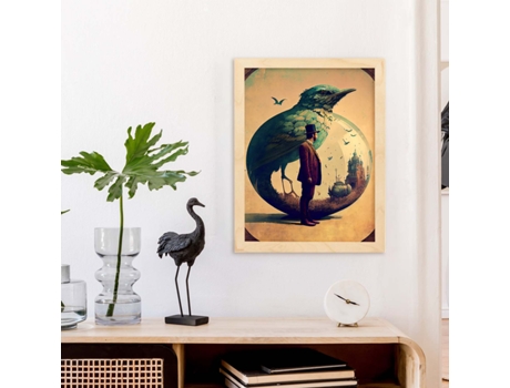 NACNIC Poster Arrendajo En Estilo Surrealismo Cinematográfico Ilustraciones Y Grabados De Historieta Abstracta Y Artística A4 Marcos Negros