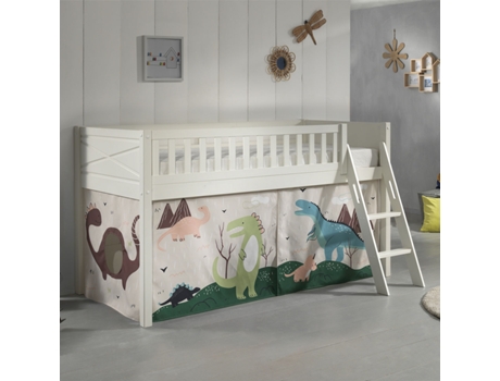 Somier Meia Altura Cobertura Dino Vipack PETITSMEUBLES Madera de Pino Tecido Blanco (207.5x134.5x114)