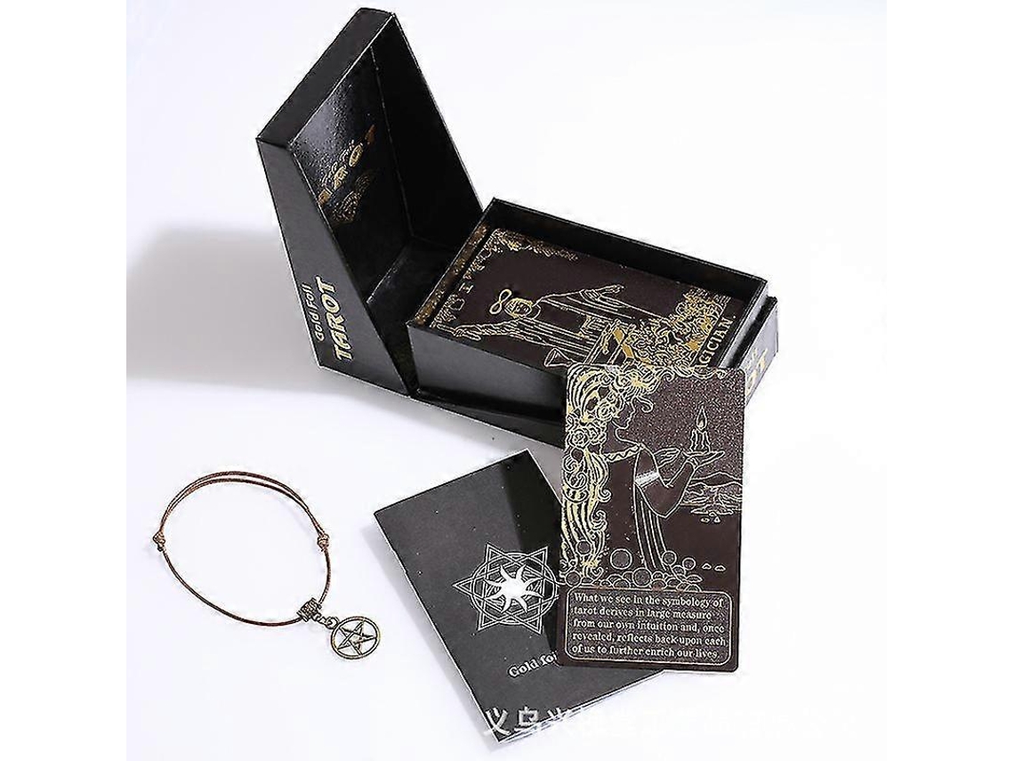 Juego de mesa de tarot con lámina de oro, solitario, adivinación, PVC, resistente al agua, carta de tarot