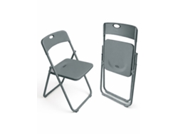 Silla Plegable Metálica Monolith | 48 X 47 X 73 Cm | Plástico Reforzado Y Patas De Hierro Con Refuerzo De Acero | Resistente Gris Oscuro 1 Unidad