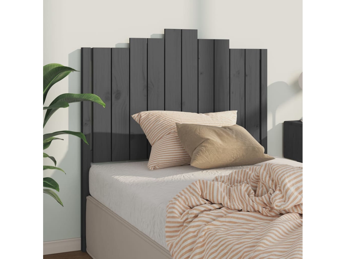 Cabecero De Cama Madera Maciza De Pino Gris 106x4x110 Cm