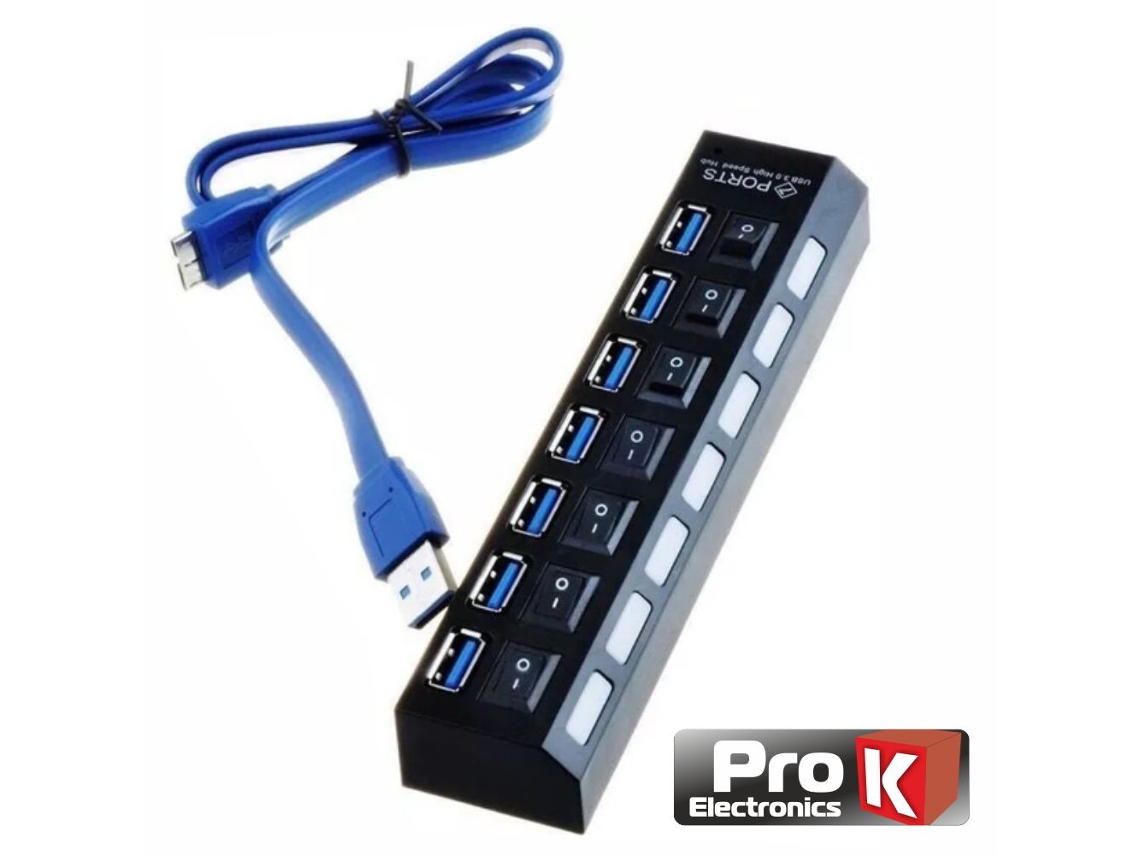 PRO K Usb Hub 3.07 Puertos Y Botón De Encendido Y Apagado