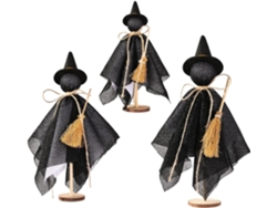 Decoración De Bruja De Halloween - Figuras De Bruja - Decoración De Mesa - 3 Piezas De Madera - Para
