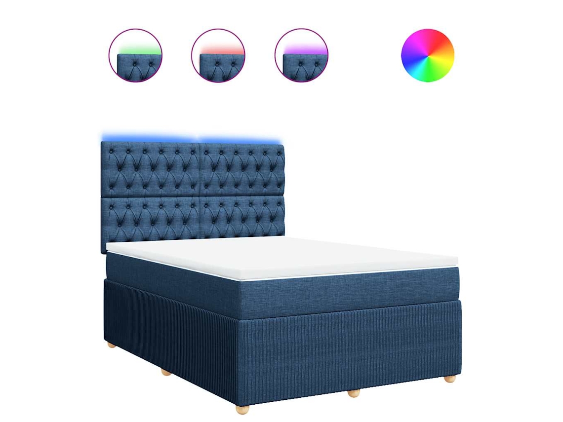 Cama Box Spring VIDAXL Azul Tela (140x190 cm)