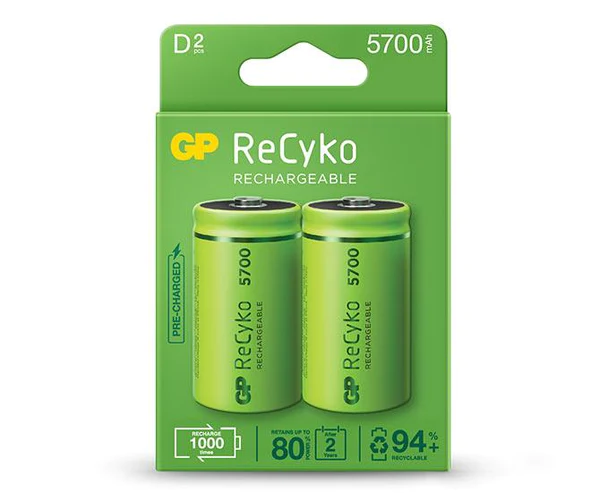 Pack de 2 Pilas Recargables 5700Mah D 1.2V Precargadas GP BATTERIES