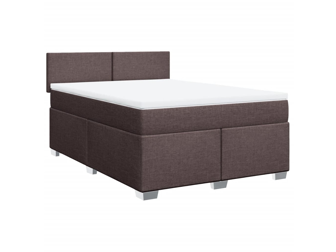 Maison Exclusive - Cama Box Spring Con Colchón Tela Marrón Oscuro 140x200 Cm