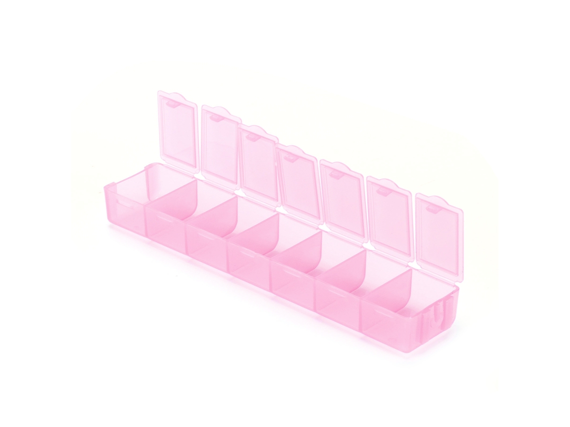 Caja De Almacenamiento De Plástico Con 7 Compartimentos Para Joyas, Cuadros Y Artículos De Viaje - Rosa