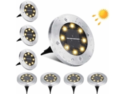 Luces Solares De Jardín Para Exteriores, 8 Unidades, Empotrables, De Acero Inoxidable, Ip65, Luz Blanca Cálida clase A