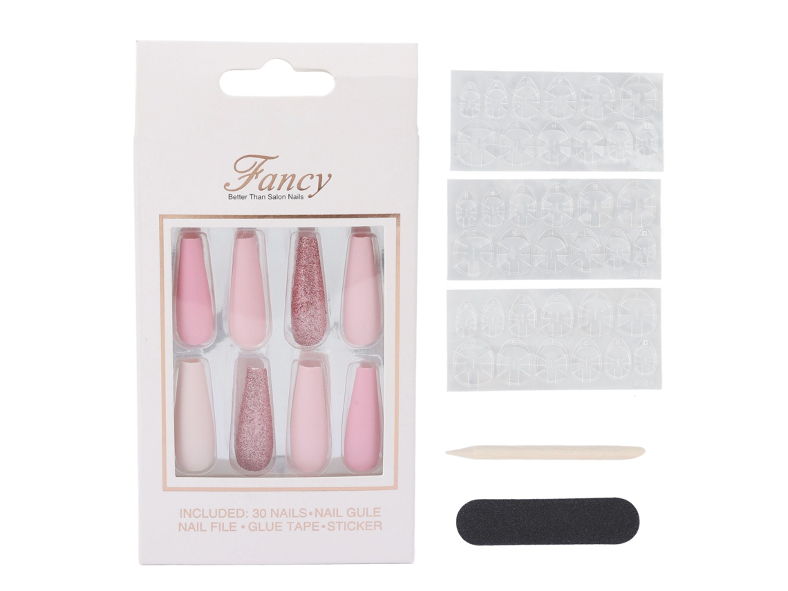 Juego De 30 Puntas De Uñas Postizas De Cobre Completo, Tipo Largo, Diseño De Uñas A Presión 0070 6a