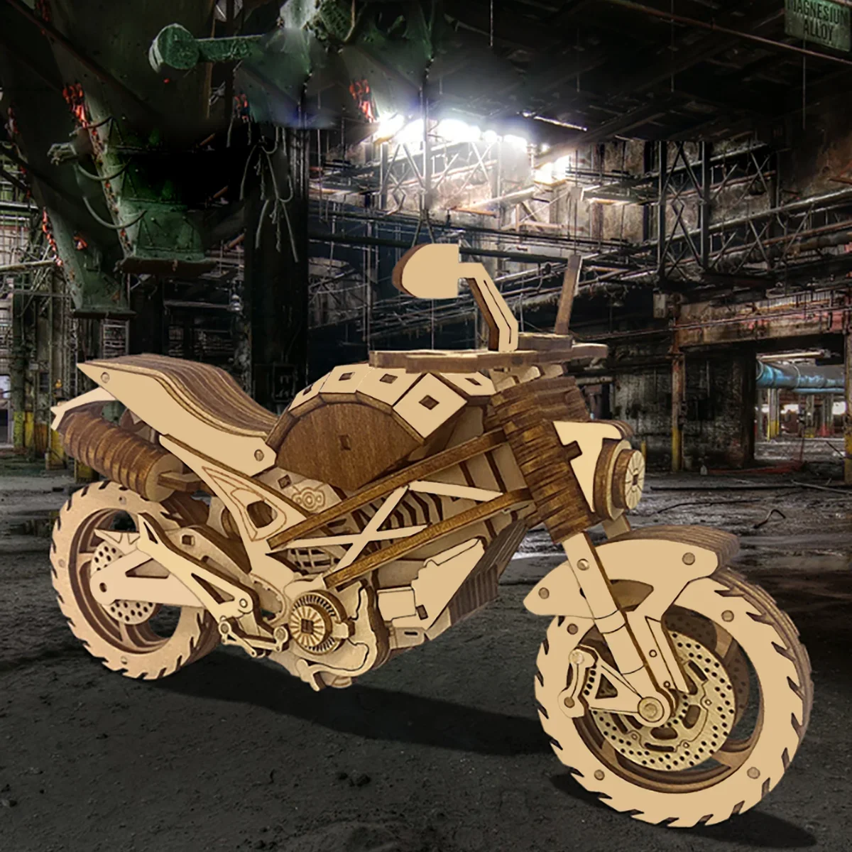 Modelo de motocicleta de madera a escala 3D, rompecabezas, decoración del hogar, juguete de ensamblaje