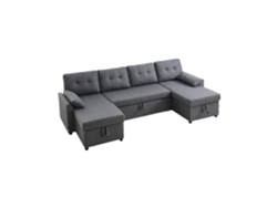 Sofá cama Vevor gris en forma de U de 287 x 145 x 91 cm con 6 asientos extraíbles