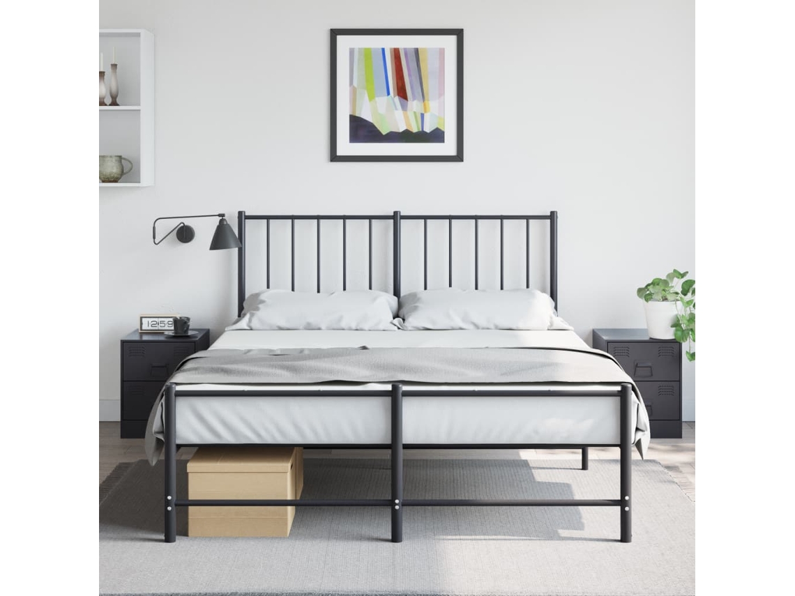 Mesita de Noche Madera Acero Negro (34.5x39x44cm)
