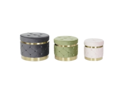 Set 3 Reposapies Poliester Mdf Terciopelo 60x60x47cm