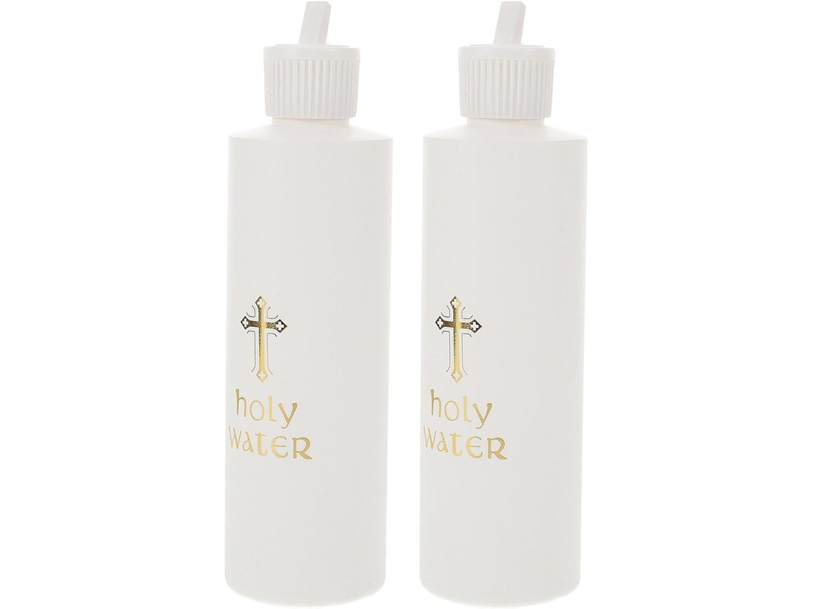 Juego 2 Botellas Bendita Plástico Blanco Diseño Prácticas Portátiles Iglesia Viajes Sencillo Elegante Agua