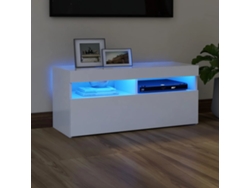 Mueble de TV con luces LED blanco 90x35x40 cm N/A