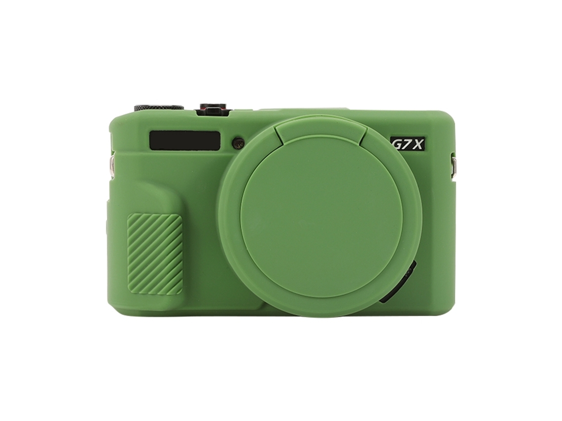 Funda protectora de silicona suave con tapa de lente para Canon PowerShot G7 X Mark II / G7x2, color verde Zruxe