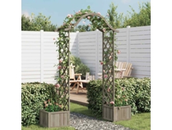 Pérgola De Jardín Con Jardinera Madera Maciza De Abeto Gris