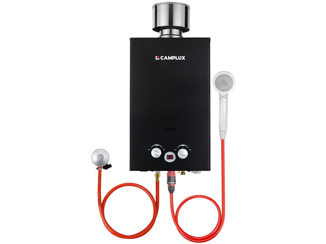 CAMPLUX BW264BC Calentadores de Agua de Gas 10 Litros, Butano (28-30mbar) / Propano (37mbar), con Cubierta de Lluvia, para campamentos, RV