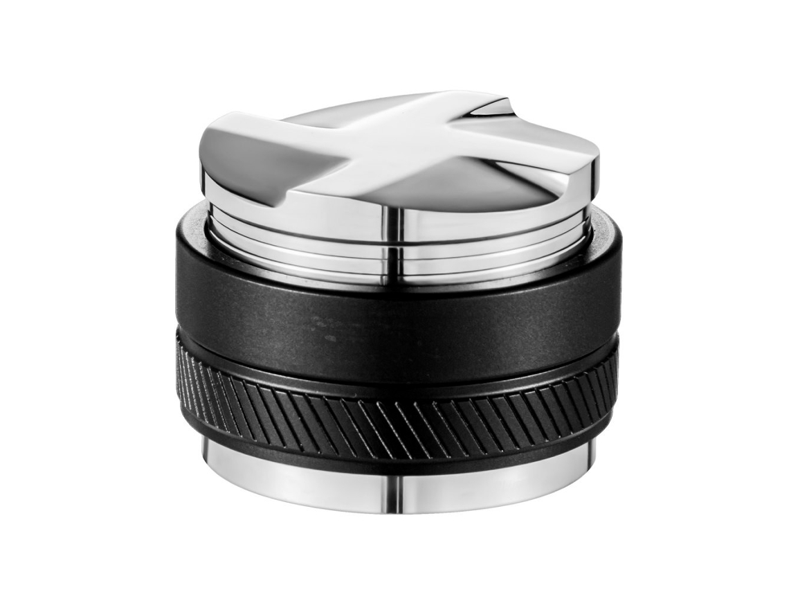 Compactador y distribuidor de café espresso Tekmaquinas de acero inoxidable de 53 mm con doble función y ajuste de altura