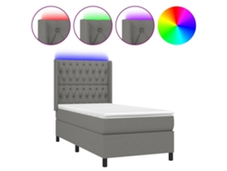 Maison Exclusive - Cama Box Spring Colchón Y Luces Led Tela Gris Oscuro 100x200 Cm