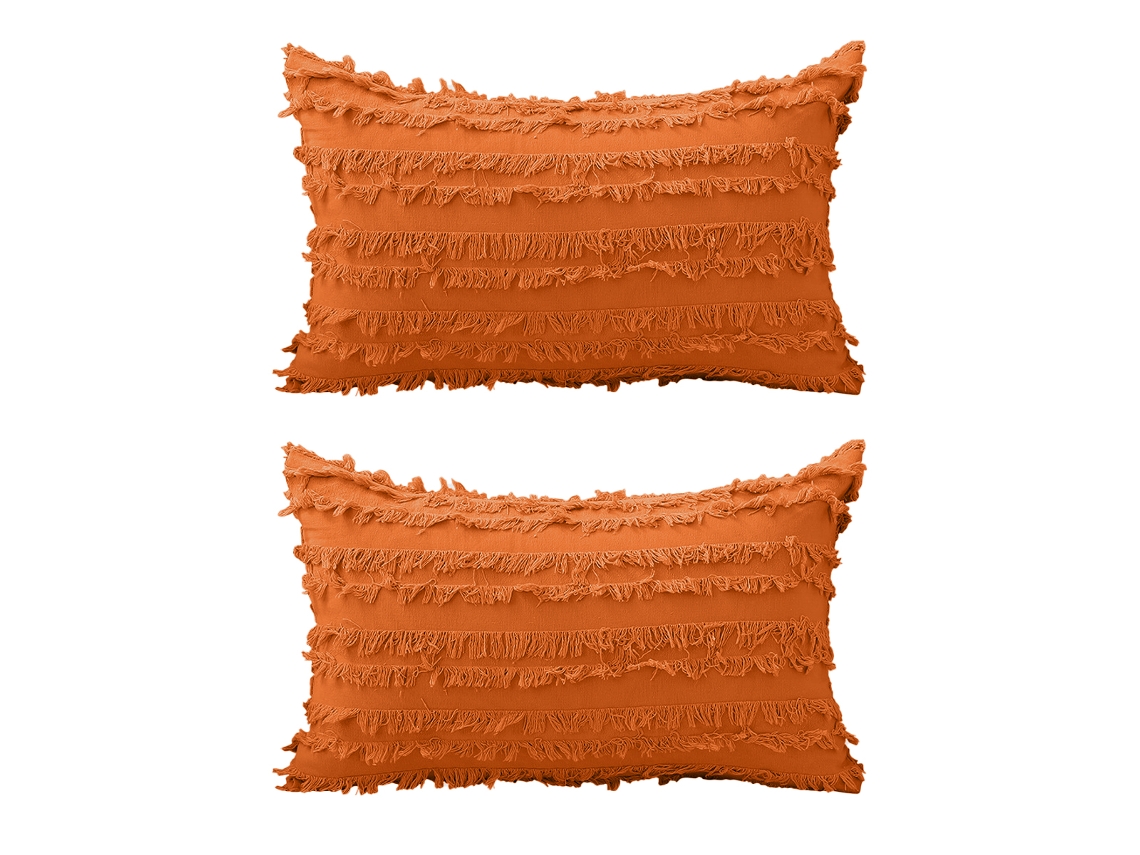 Juego De 2 Fundas De Almohada Bohemias De Algodón Y Lino, 30 X 50 Cm