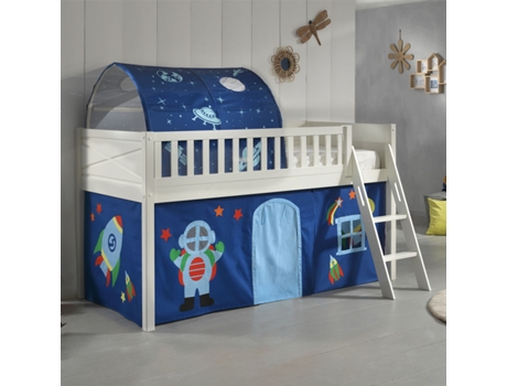 Somier Meia Altura Cobertura Astro Vipack PETITSMEUBLES Madera de Pino Tecido Blanco (207.5x134.5x114)