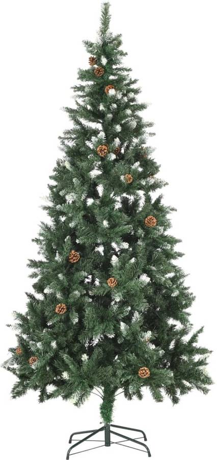 De Navidad Artificial con piñas y brillo blanco 210 cm vidaxl verde 119x210