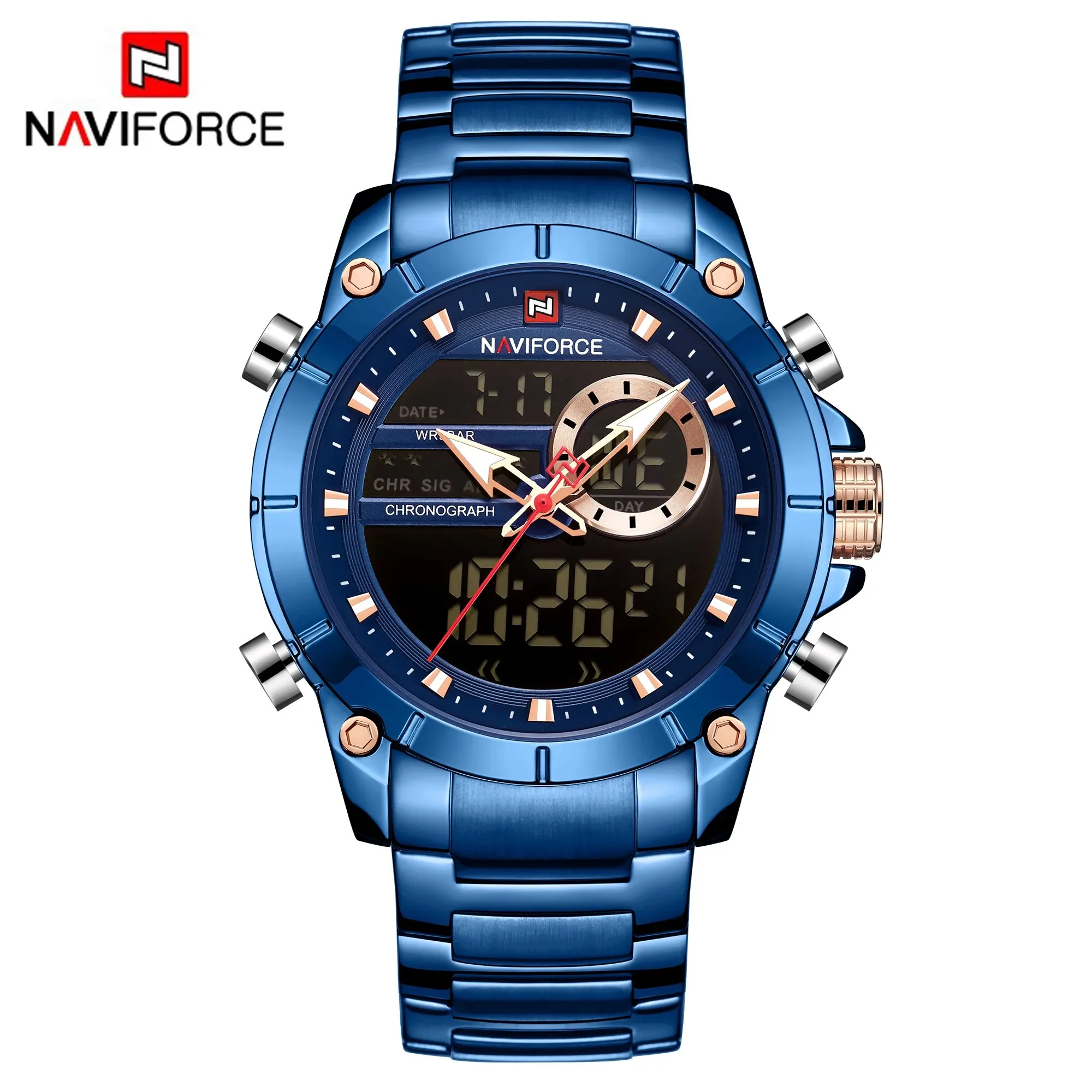 Reloj Deportivo De Lujo Original De Alta Gama Para Hombre, De Cuarzo, Acero Inoxidable, Resistente Al Agua Y Con Doble Pantalla.