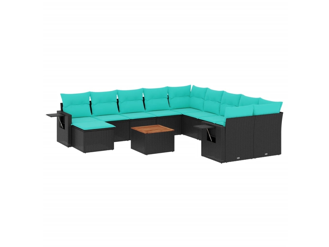 Maison Exclusive - Conjunto De Sofá De Jardín De 12 Piezas Con Cojines, De Poliratán Negro