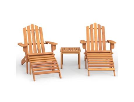 Conjunto 3 de muebles de jardín Adirondack VIDAXL madera acacia