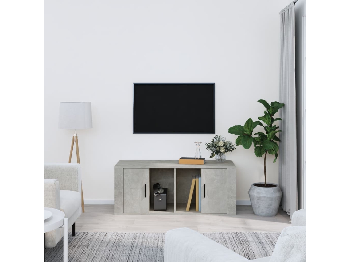 Mueble Tv 100 x 35 x 40 cm Madera Procesada Gris Derivados Del Cemento