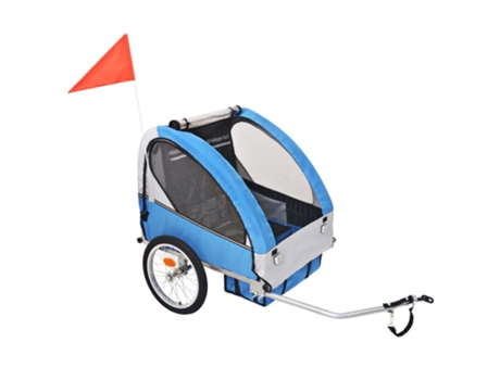 Remolque de bicicleta VIDA XL para niños gris y azul (30 kg)