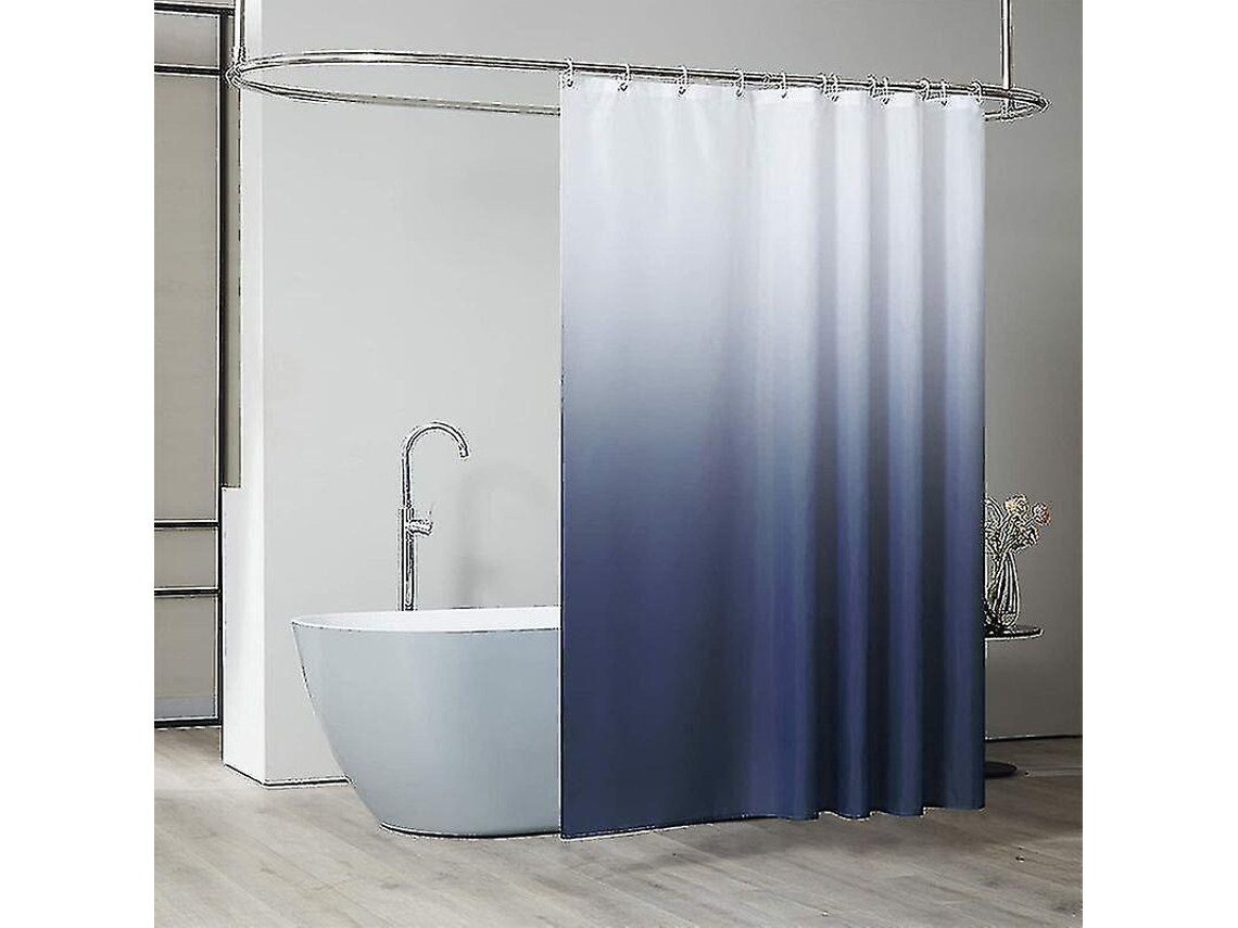 Cortina de ducha de 200 x 200 cm, 16 ganchos, extra ancha, resistente al moho, azul oscuro, impermeable, tejido de poliéster Jortmrd