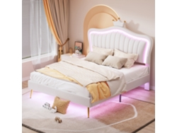 Cama Princesa 140x200 Cabecero De Corona Led Blanco
