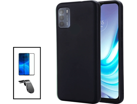 Kit Carcasa + Protector de Pantalla + Soporte Motorola Moto G50 GIFT4ME Negro