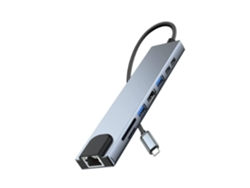 Adaptador USB-C Hub HDMI con concentrador Ethernet 8 en 1 Tipo C con transferencia de datos 4K HDMI USB 3.0 Puerto de datos USB CE Suministro de USHION