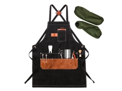 Delantal De Chef Ajustable Con Espalda Cruzada Y Grandes Bolsillos, Lona, M-xxl, Negro