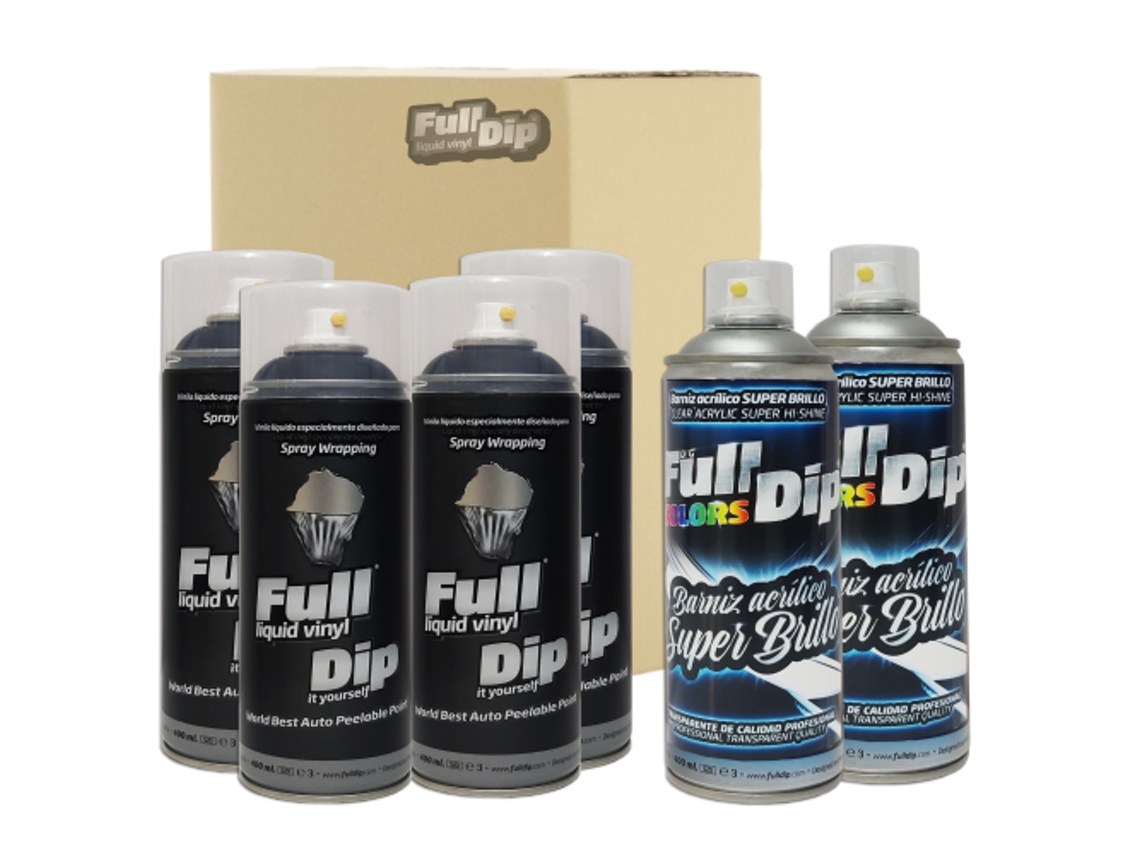 Pack 4 X Spray Full Dip Negro + 2 X Barniz Super Brillo