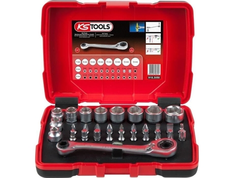 Caja De Vasos Pasantes De 5 A 14 Mm Y Puntas Para Tornillo 1/4 32 Unidades Ks Tools 918.3050 KSTOOLS
