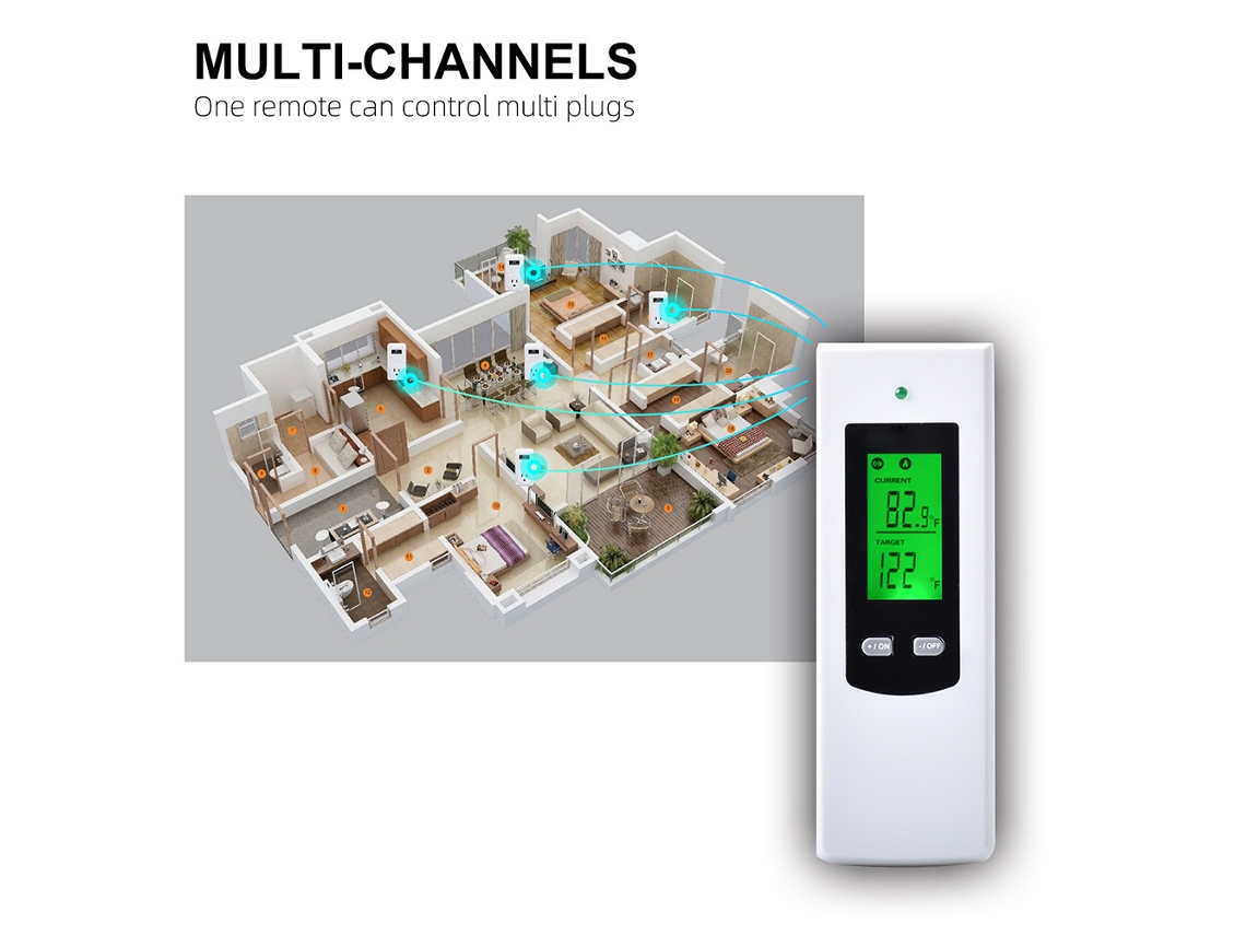 Termostato Inalámbrico Y Enchufe Doméstico, Modos De Calefacción Y Refrigeración, Alarma Lcd Verde