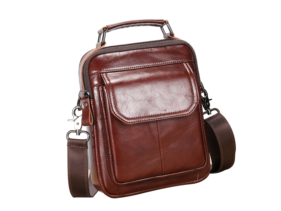 Bolso Bandolera Vintage De Cuero Genuino Para Hombre, Mochila De Hombro Retro, Bolso Mensajero