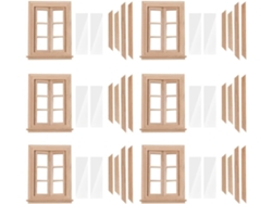 6x Casa De Muñecas En Miniatura 1:12 Con Ventanas Dobles De Madera, 6 Marcos Y Paneles De Vidrio, Para Armar.
