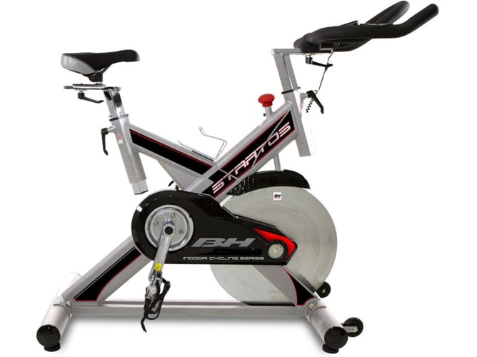 Bicicleta Indoor Stratos h9178 soporte para smartphonetablet bh fitness ciclismo freno a 22 kg regulación hor y ver uso intensivo semiprofesional de spinning negro 128x57x131cm 130
