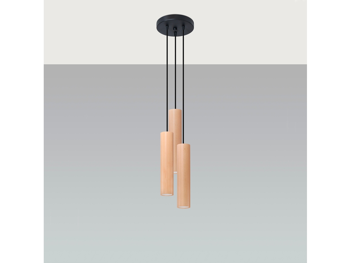 Lámpara Colgante LEDKIA (Marrón - Gu10 - 3x40 W - Madera)