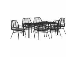 Maison Exclusive - Conjunto De Comedor De Jardín 7 Pcs Negro Ratán Sintético