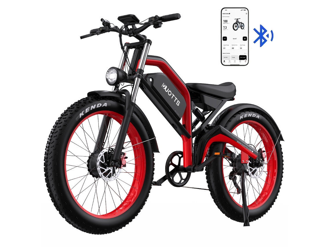 Bicicleta eléctrica Duotts N26 de 1500 W, batería de 48 V y 20 Ah, 50 km/h, neumáticos de 264 cm de ancho y función de app.
