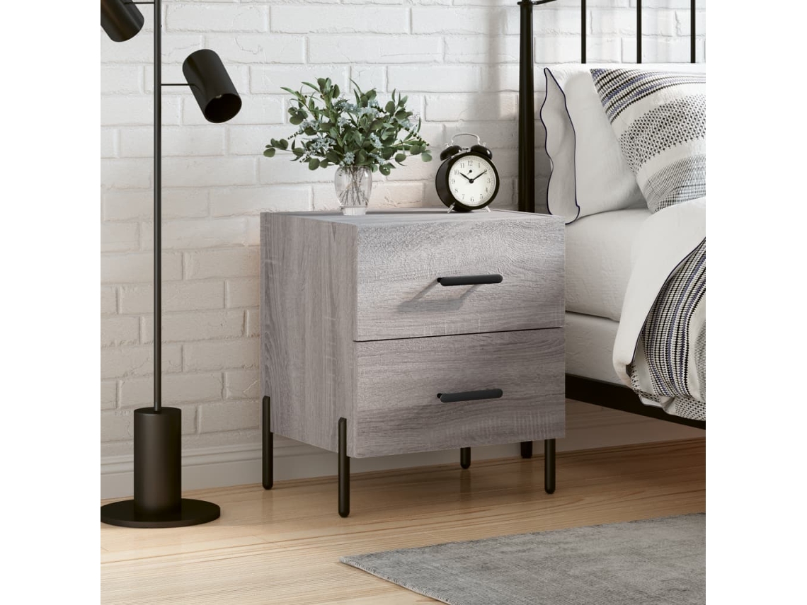 Mesita de Noche 40X35X47,5 Cm Derivados Madera Sonoma Gris